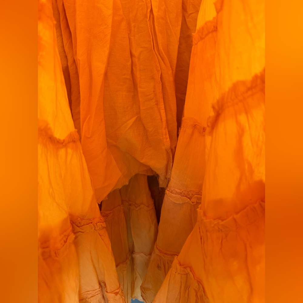 Angel Nina Vtg Bright Orange Embellished Layered Ruffle Midi Skirt- France - Picture 3 of 11